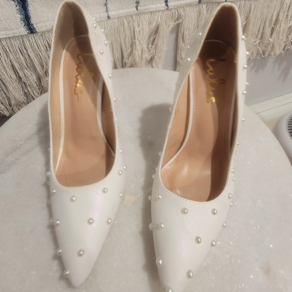 LuLus satin pearl pumps Iridescent Purple Sheen Perfect For Prom, Wedding - Picture 4 of 7